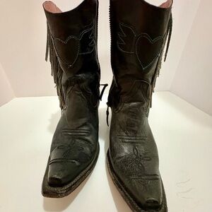 Junk Gypsy by Lane Boots Black Heeled Boots with Tassels